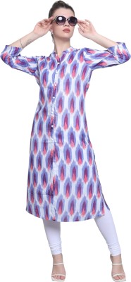 Trikuti Women Ikat A-line Kurta(Red, Blue)