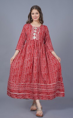 Sarai Jaipur Women Bandhani Anarkali Kurta(Maroon)