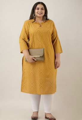 Subhla Art Women Geometric Print, Printed Straight Kurta(Yellow)