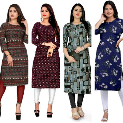 MIROSELLY CREATION Women Printed, Geometric Print Straight Kurta(Multicolor)