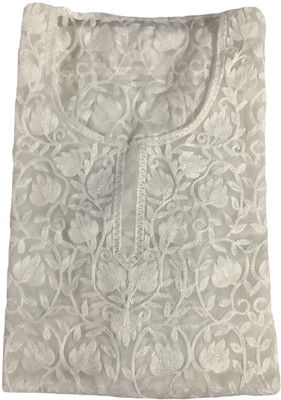 Warm Worth Women Embroidered A-line Kurta(White)