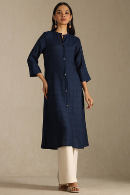 soch Women Solid A-line Kurta(Blue)