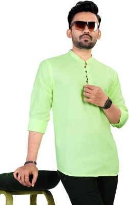 KESHAV Men Solid Straight Kurta(Green)