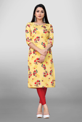 HouseOfCommon Women Printed A-line Kurta(Yellow)