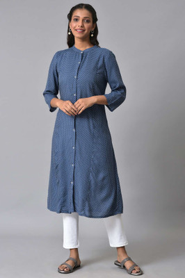 Aurelia Women Self Design A-line Kurta(Blue)