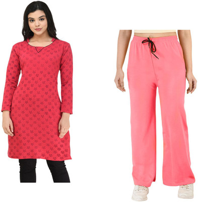 Indeweaves Women Self Design Straight Kurta(Multicolor)