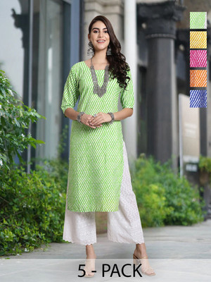 Moda Rapido Women Printed Straight Kurta(Multicolor)
