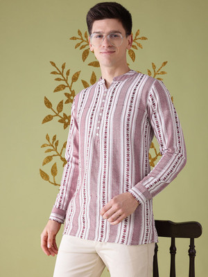 ANOUK Men Printed Straight Kurta(White)