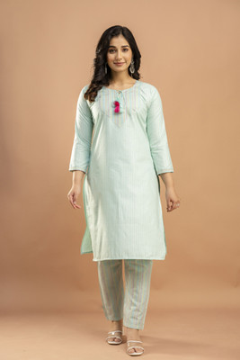 Saroj Fab Women Self Design A-line Kurta(Light Green)