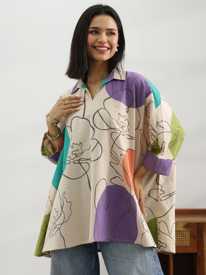 LIBAS Women Printed A-line Kurta(White)