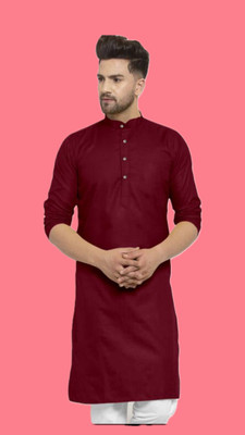 VINAARI Men Solid A-line Kurta(Maroon)