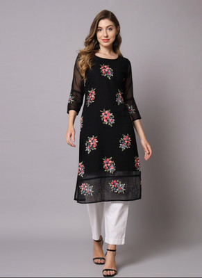 Rascotrendz Women Embroidered, Self Design A-line Kurta(Blue)