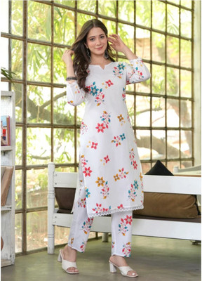 NATAI FASHION Women Printed Straight Kurta(Pink)