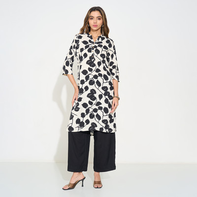 Rangmanch by Pantaloons Women Printed A-line Kurta(White)