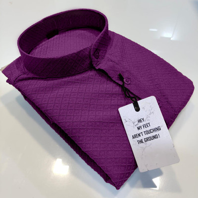 Ladli Trends Men Woven Design A-line Kurta(Purple)