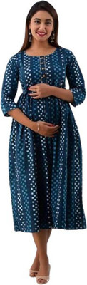 rainy rose Women Printed Anarkali Kurta(Blue)