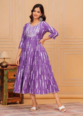 MDRaza Women Embroidered, Printed, Self Design Anarkali Kurta(Purple)