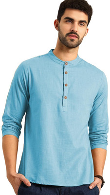 CROWNTAIL Men Solid Straight Kurta(Light Blue)