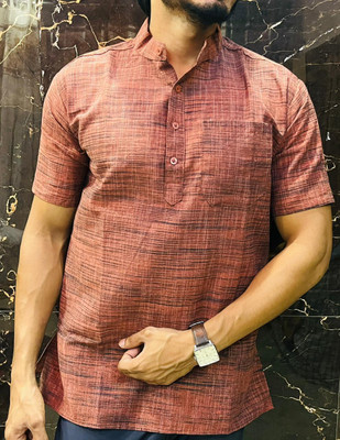 Fabricana Men Printed A-line Kurta(Orange)