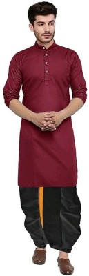 Metro Traders Men Solid Straight Kurta(Maroon)