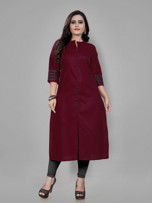 Fabriza Women Solid A-line Kurta(Maroon)