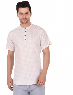 MADE IN THE SHADE Men Self Design Straight Kurta(White)