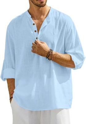 Amrit Trending Men Solid Straight Kurta(Blue)