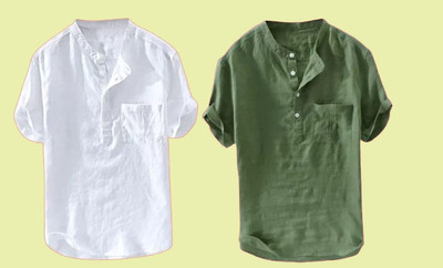 SuperTrend Men Solid Straight Kurta(Green, Yellow)