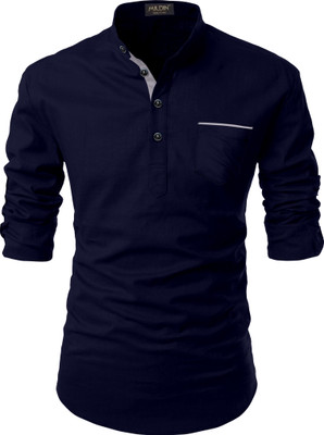 MILDIN Men Solid Straight Kurta(Dark Blue)