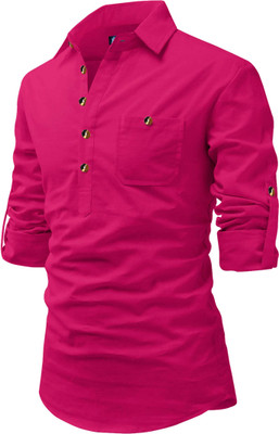 BHUVIKOO Men Solid A-line Kurta(Purple)