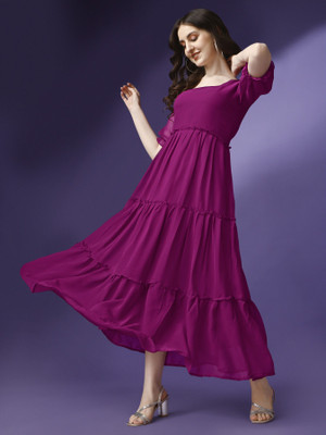 Raiyani Fashion Women Solid Anarkali Kurta(Purple)