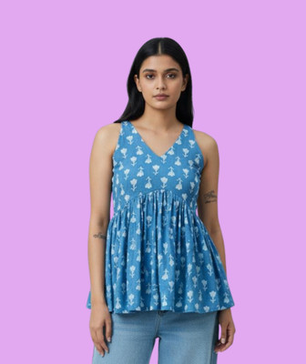 MISHTI TEXTILE Beach Wear Printed Women Blue Top