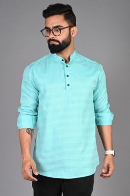 FUBAR Men Printed Straight Kurta(Light Green)
