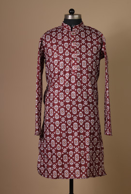 MOXTE Men Printed Straight Kurta(Maroon)