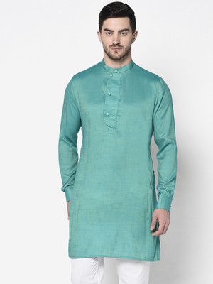 DEYANN Men Solid Straight Kurta(Blue)