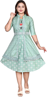 I Q Women Floral Print A-line Kurta(Light Green)