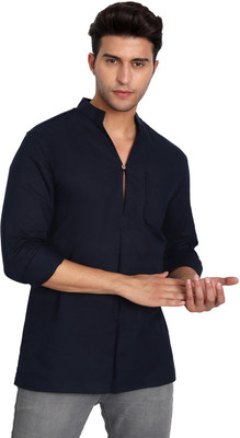 Vida Loca Men Solid A-line Kurta(Blue)