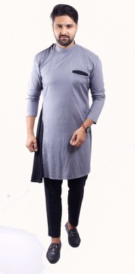 kiaz fashion Men Solid A-line Kurta(Grey)