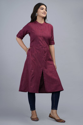 Dizon Women Solid A-line Kurta(Maroon)
