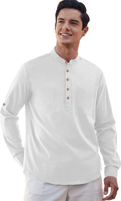 CROWNTAIL Men Solid Straight Kurta(White)