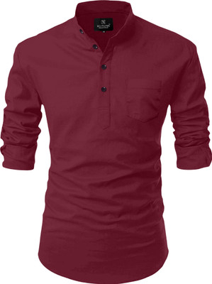 Nnc Men Solid Straight Kurta(Maroon)