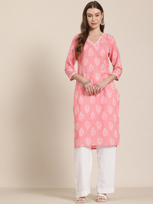 MSGB Fashion Women Printed Straight Kurta(Pink)