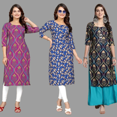 Parimal Enterprise Women Printed A-line Kurta(Multicolor)