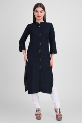 ravishree Women Solid Straight Kurta(Dark Blue)