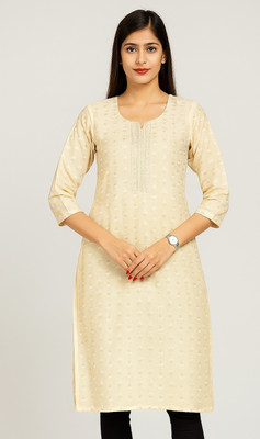 Avyaan Fashions Women Printed A-line Kurta(Yellow)