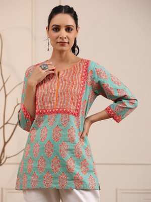 KANCH CREATION Women Printed Straight Kurta(Light Green)