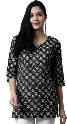 mahi creation Women Printed Straight Kurta(Pink)