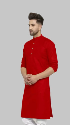 Anuj Fashion Men Solid A-line Kurta(Red)