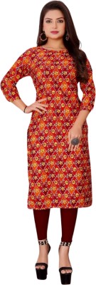 SARTHIFASHION Women Printed A-line Kurta(Orange)