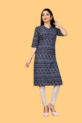 Tulsii Fab Women Printed Anarkali Kurta(Dark Blue)